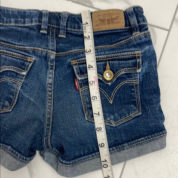 Girls Levi's Jean Shorts Distressed Gem Buttons Adjustable Waist Size 12 - Picture 10 of 15